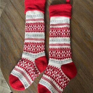 Pottery Barn Red and White Holiday Stockings